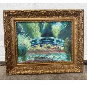 Impressionist Painting of Monet's Japanese Bridge - Artist Von Manire Art Framed